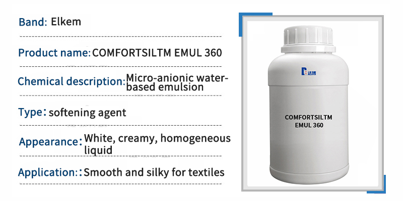  Elkem COMFORTSIL EMUL 360 Softener in textile finish formulations slightly anionic aqueous emulsion 第1张